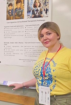 Fialkora Myndru at Stanford with a neurodiversity poster