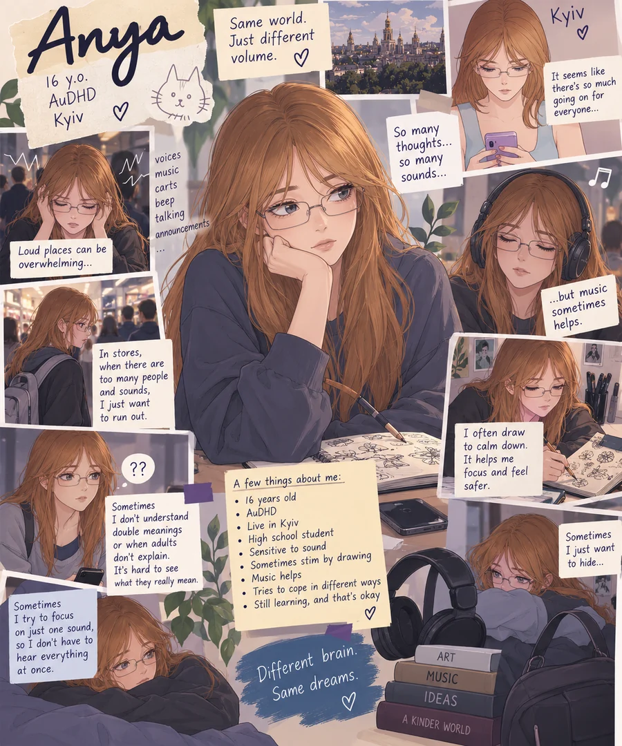 Anya, character from Yana Mykytenko's comic